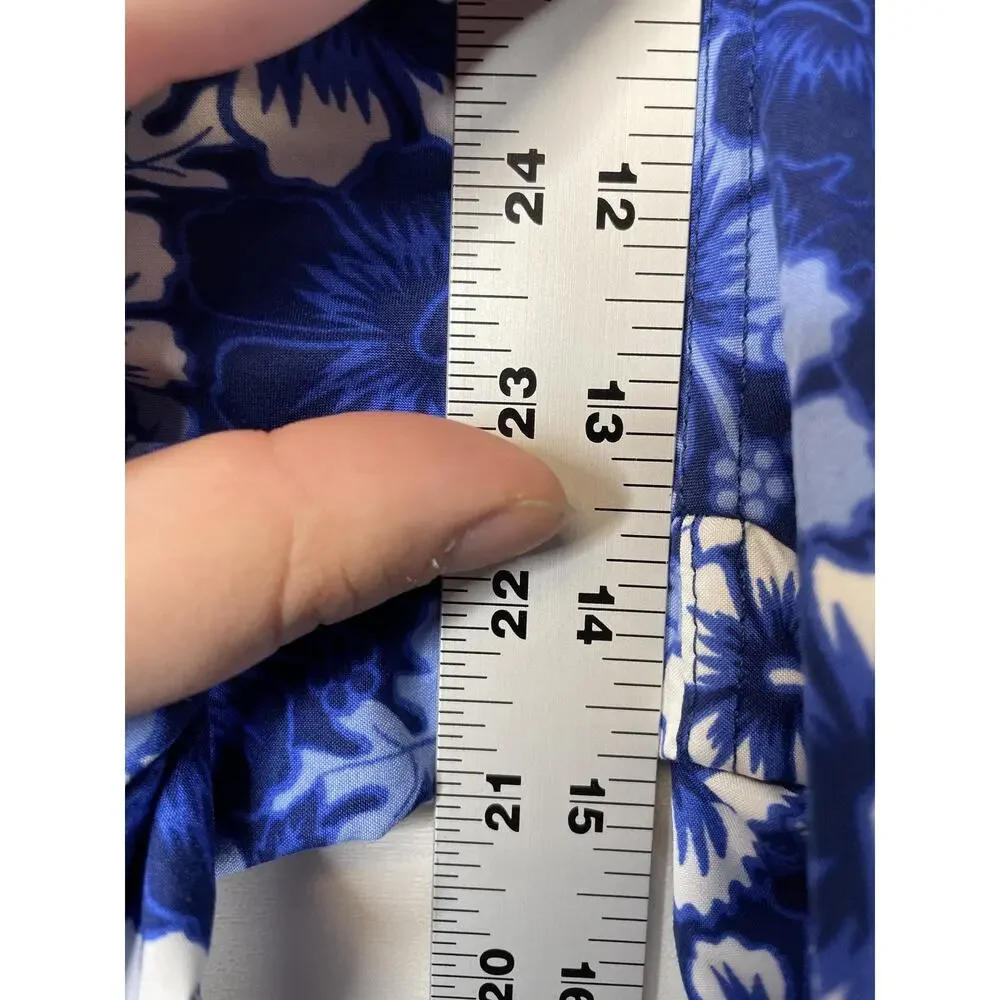 Banana Boat Swim Trunks Boys 12 Blue White Hibiscus Floral‎ Board Shorts UPF50+